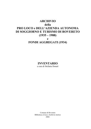 Archivio pro loco az aut sogg tur Rovereto - Biblioteca civica di ...