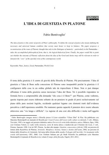 Fabio Bentivoglio, L'idea di giustizia in Platone (2013) - Montesquieu.it