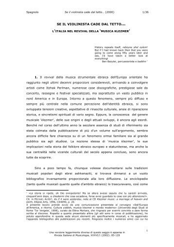Se il violinista cade dal tetto… - Fondazione CDEC