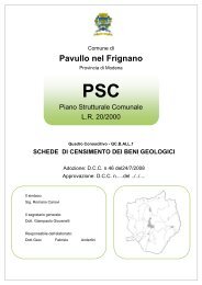 Schede di censimento dei beni geologici - Comune di Pavullo