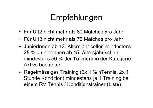 Anforderungen des Regionalverbandes (RVZT) - Zürich Tennis