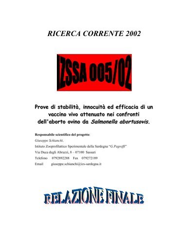 Scarica documento pdf - Istituto Zooprofilattico Sperimentale della ...