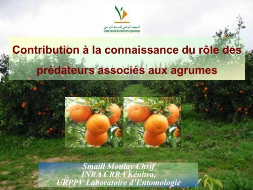 L'utilisation des prédateurs en lutte biologique sur ... - Présentation