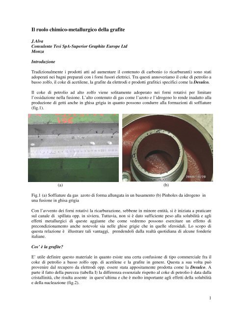 Il ruolo chimico-metallurgico della grafite - Tesi-Spa.It