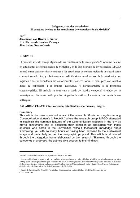 1 Imágenes y sonidos desechables El consumo de ... - Colciencias