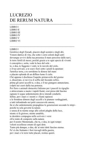 Lucrezio - De rerum natura - JONICaLIVE