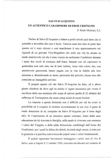 Intervento del Prof. Padre Paolo MOLINARI SJ - Carabinieri