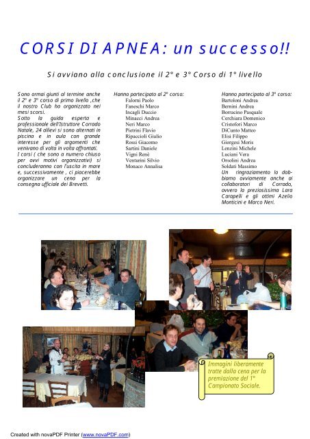 Aprile - Gruppo Apneisti Senesi