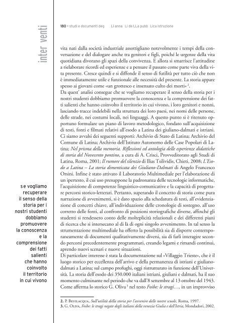 Le vicende del confine orientale ed il mondo della scuola