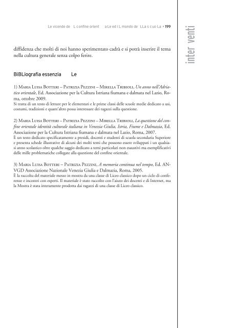 Le vicende del confine orientale ed il mondo della scuola