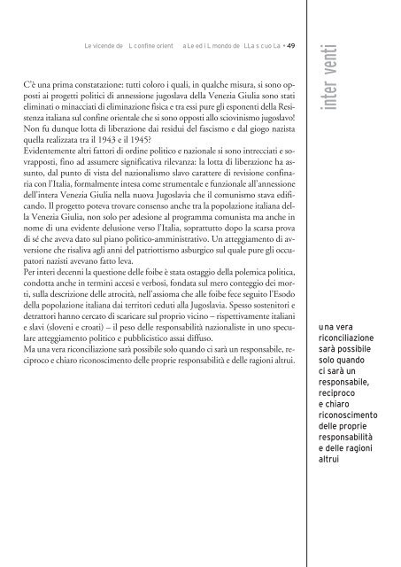 Le vicende del confine orientale ed il mondo della scuola