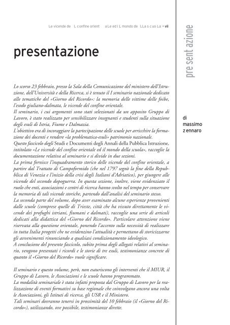 Le vicende del confine orientale ed il mondo della scuola