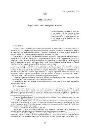 Virgilio rusticus vates e il bilinguismo di Pascoli - OpenstarTs