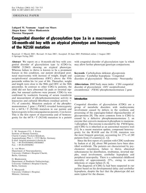 Congenital disorder of glycosylation type 1a in a macrosomic 16 ...