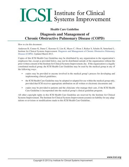 Diagnosis and Management of Chronic Obstructive Pulmonary Disease (COPD)