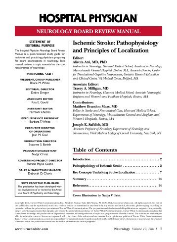 Ischemic Stroke: Pathophysiology and Principles of Localization