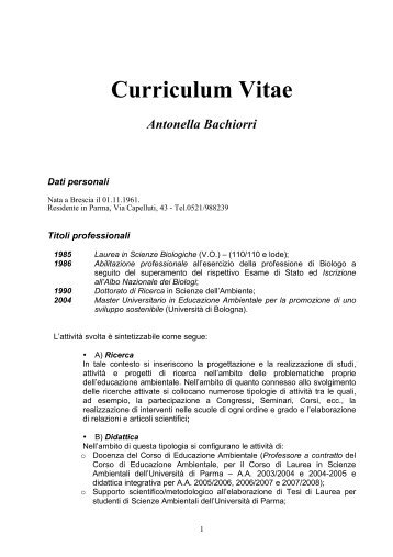 Scarica il curriculum in PDF - Centro Etica Ambientale