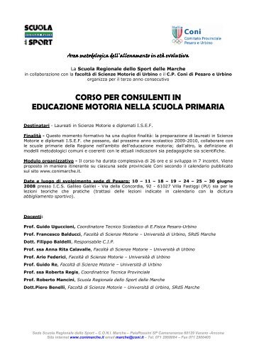 corso per consulenti in educazione motoria nella ... - FIGC Marche