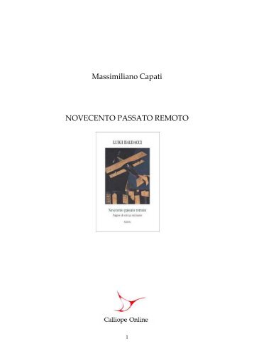 Massimiliano Capati NOVECENTO PASSATO REMOTO