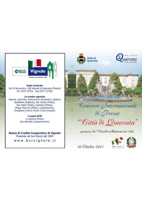 Libretto con le poesie edizione 2011 Pro Loco Quarrata 