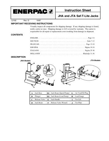 Manuale di istruzione (Serie JHA) - Enerpac