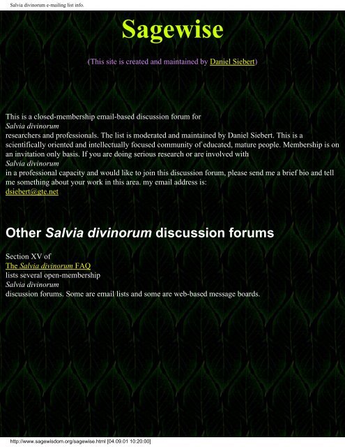 The Salvia divinorum Research and Information Center - Shroomery
