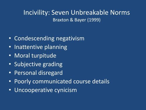 Incivility: Seven Unbreakable Norms - Gallaudet University