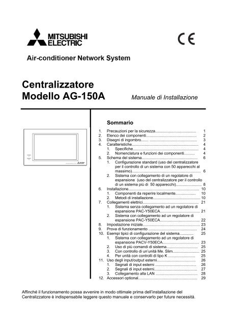 Centralizzatore Modello AG-150A Manuale di Installazione