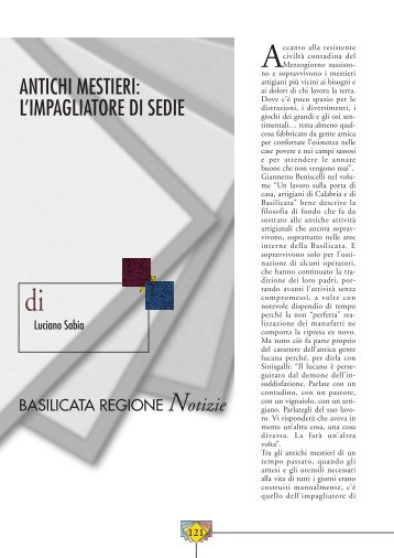 l'impagliatore di sedie - Consiglio Regionale della Basilicata