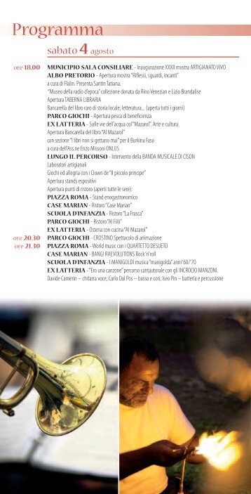 programma di Artigianato Vivo 2012 a Cison di Valmarino