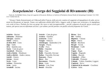Scarpelamčnt - Gergo dei Seggiolai di Rivamonte (Bl) - gerghi italici