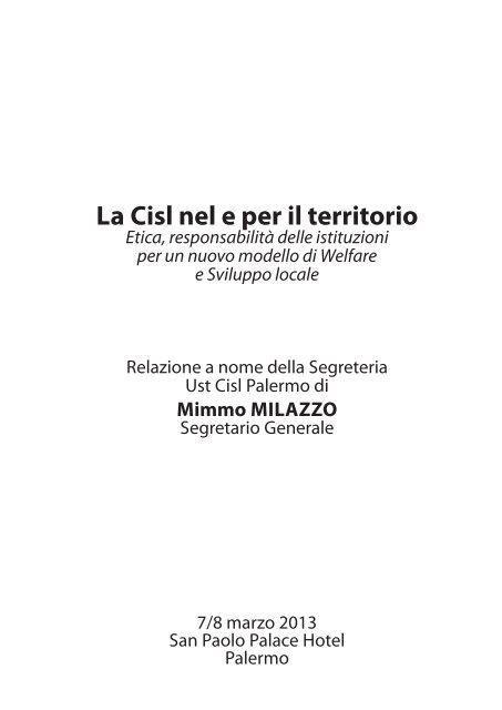 Scarica la relazione della segreteria - Cisl Palermo