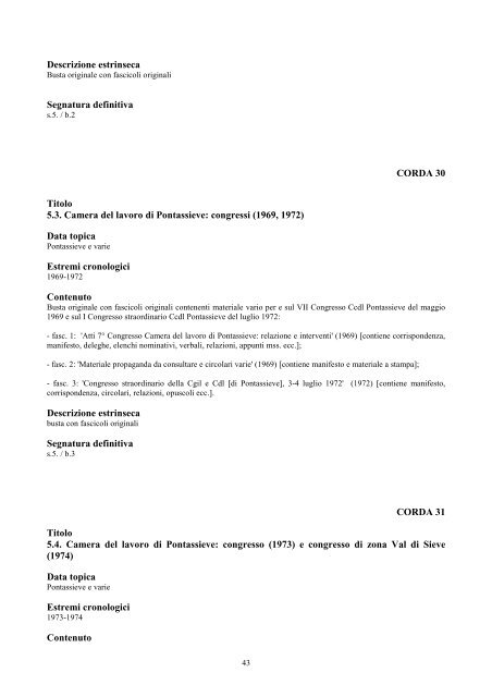 Inventario Camera del Lavoro di Pontassieve - Cgil Toscana