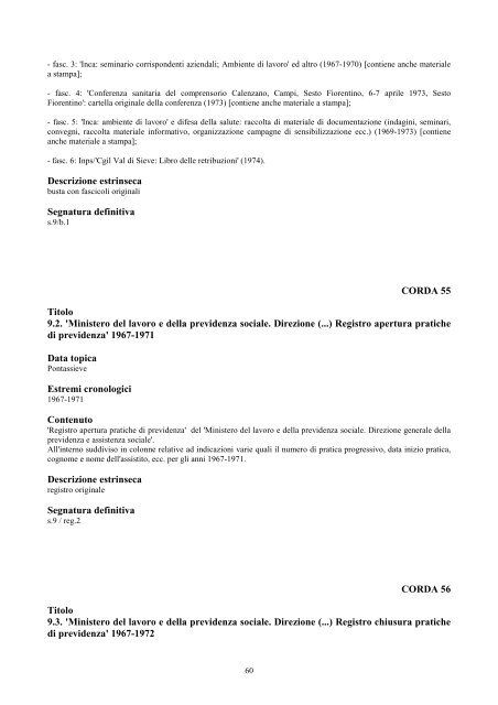 Inventario Camera del Lavoro di Pontassieve - Cgil Toscana