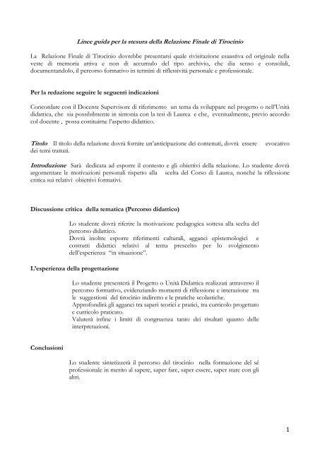 Relazione Finale studente.pdf - Scienze della Formazione