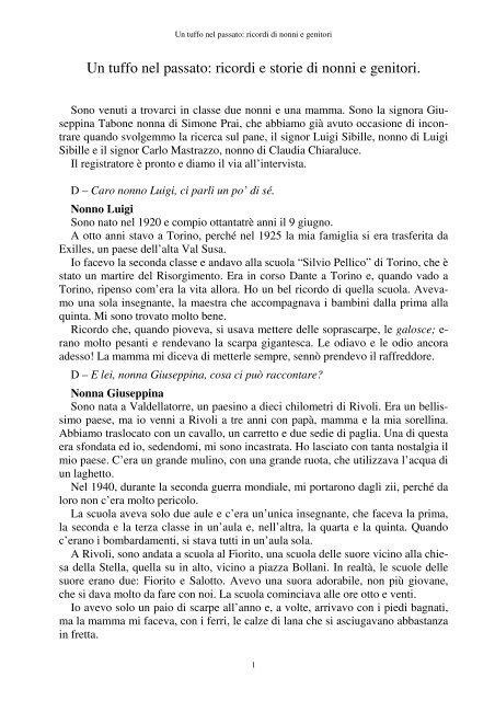 Un tuffo nel passato: ricordi e storie di nonni e ... - Rivolidistoria.It