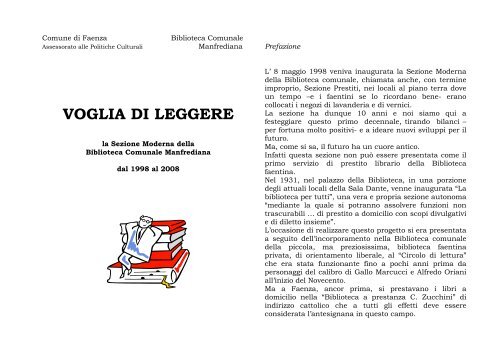 VOGLIA DI LEGGERE - Biblioteca Comunale Manfrediana di Faenza