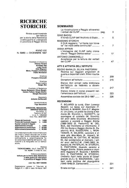 Scarica il fascicolo 59-60 in pdf - Istoreco