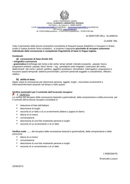 classe 1BL -IDEI INGLESE.pdf - Liceo Sesto Properzio