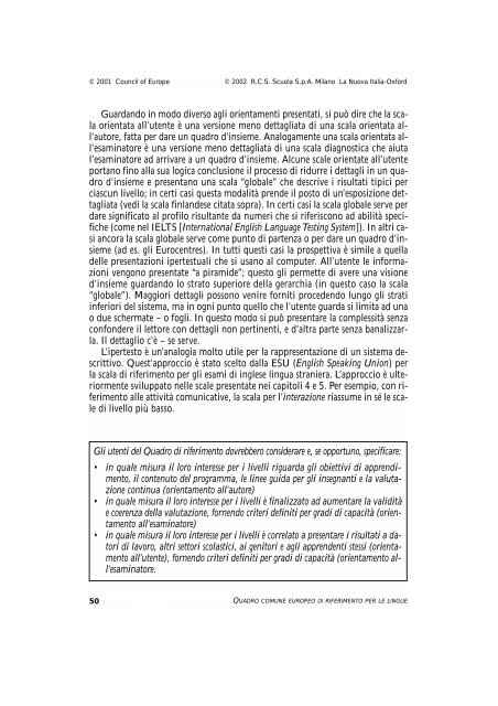 Quadro comune europeo di riferimento per le lingue: - Italiano per lo ...