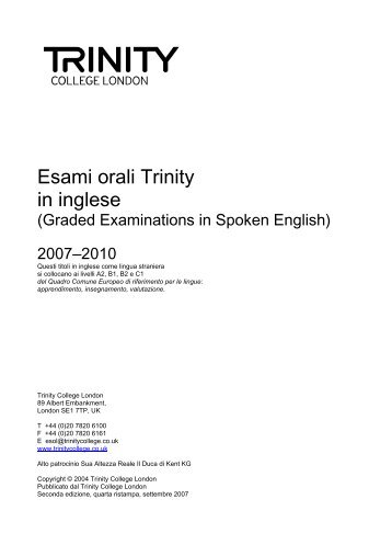 Esami orali Trinity in inglese - Trinity College London