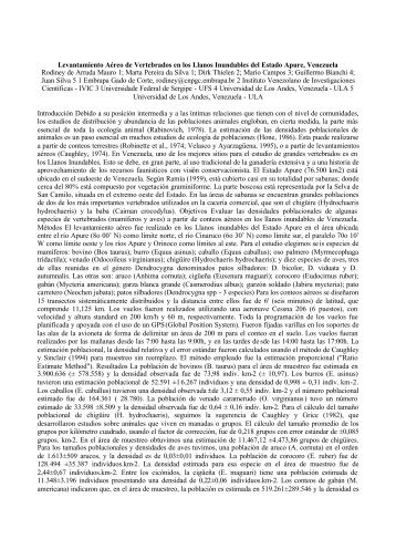 Levantamiento Aéreo de Vertebrados en los Llanos Inundables del ...