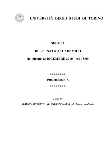 Promemoria SA 13-12-2010 - Università degli Studi di Torino