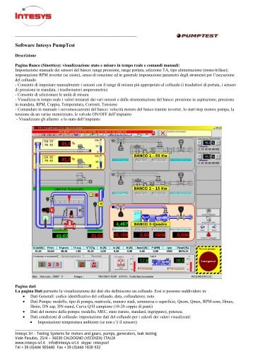 Software Intesys PumpTest - Intesys Srl