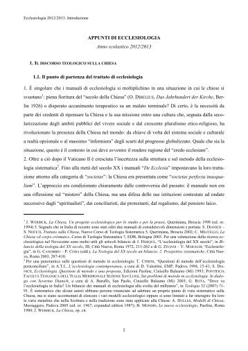 ecclesiologia: 2010/2011 - Facoltà Teologica dell'Italia Settentrionale