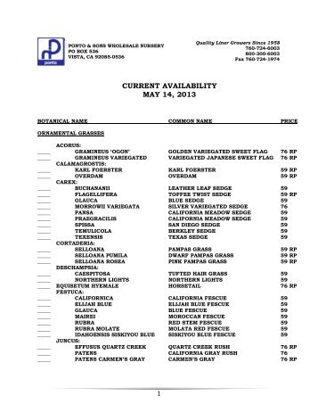 Updated May 7, 2013 - Ponto Nursery