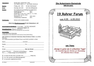 19.Rohrer Forum - Ackermann-Gemeinde