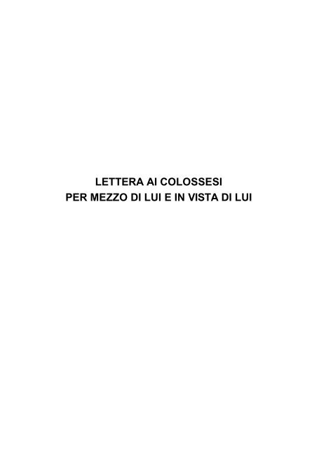 Lettera ai Colossesi - Parrocchia GOTTOLENGO