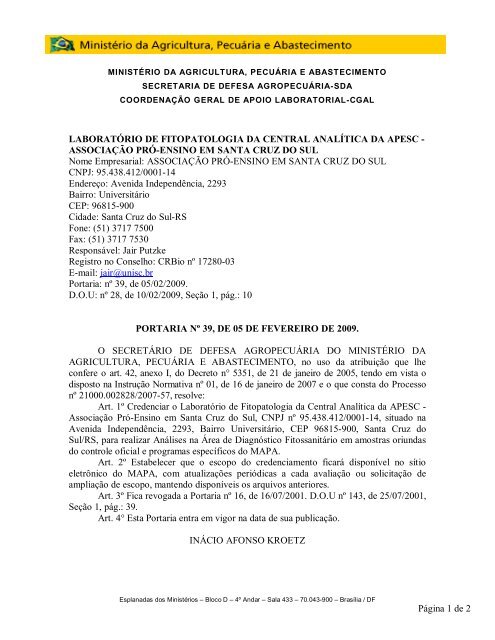 laboratório de fitopatologia da central analítica da apesc
