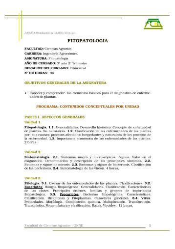 FITOPATOLOGIA - Facultad de Ciencias Agrarias